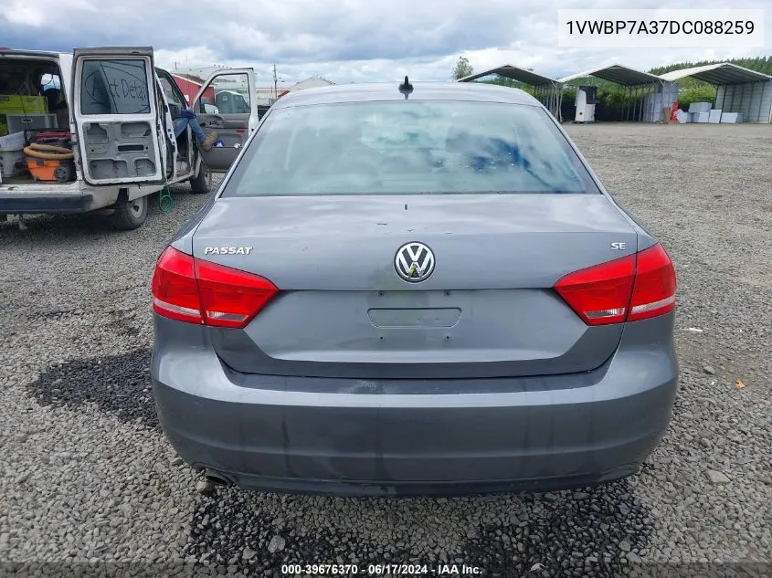 2013 Volkswagen Passat 2.5L Se VIN: 1VWBP7A37DC088259 Lot: 39676370