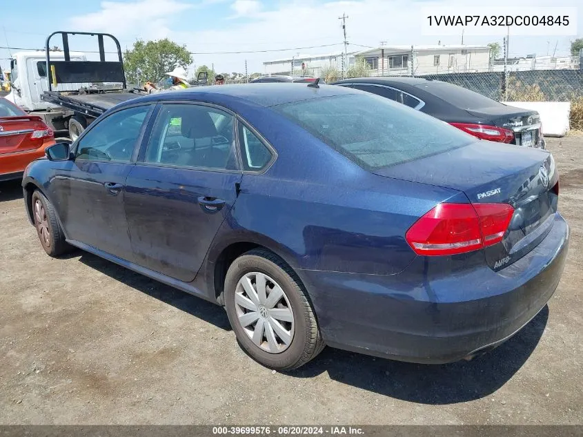 1VWAP7A32DC004845 2013 Volkswagen Passat 2.5L S