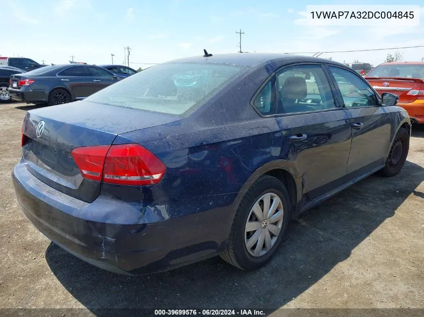 1VWAP7A32DC004845 2013 Volkswagen Passat 2.5L S