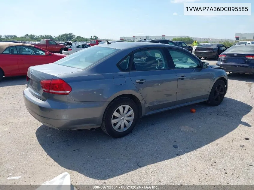 2013 Volkswagen Passat 2.5L S VIN: 1VWAP7A36DC095585 Lot: 39712331