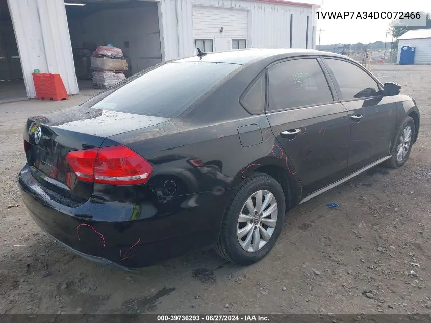 2013 Volkswagen Passat 2.5L S VIN: 1VWAP7A34DC072466 Lot: 39736293