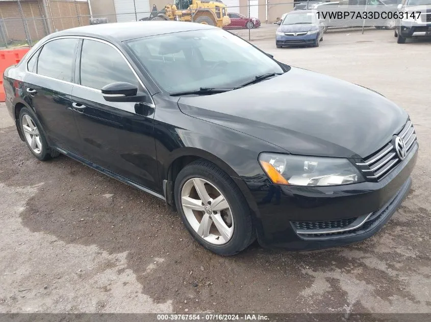 2013 Volkswagen Passat 2.5L Se VIN: 1VWBP7A33DC063147 Lot: 39767554