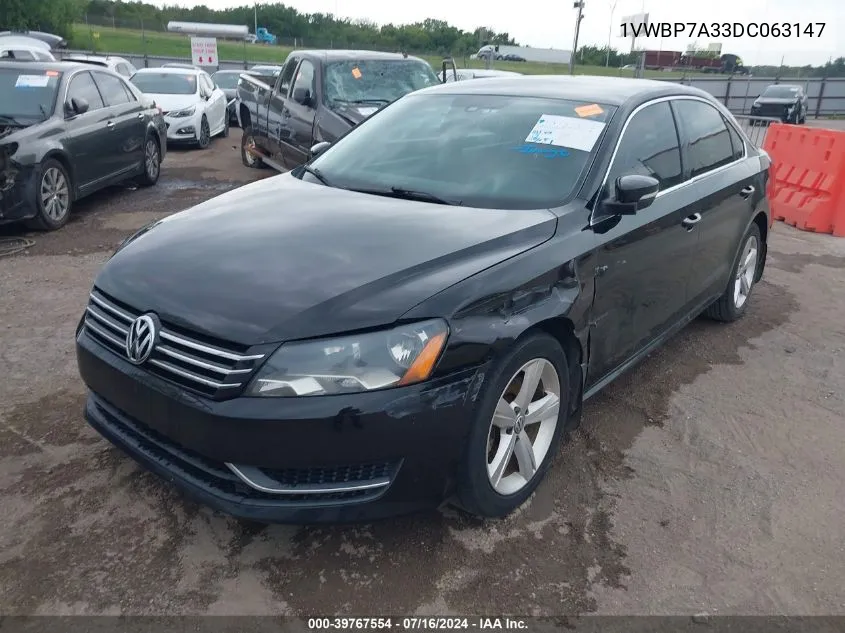 1VWBP7A33DC063147 2013 Volkswagen Passat 2.5L Se