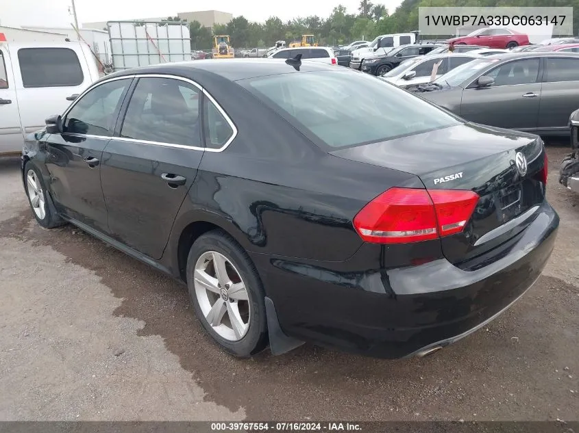 1VWBP7A33DC063147 2013 Volkswagen Passat 2.5L Se