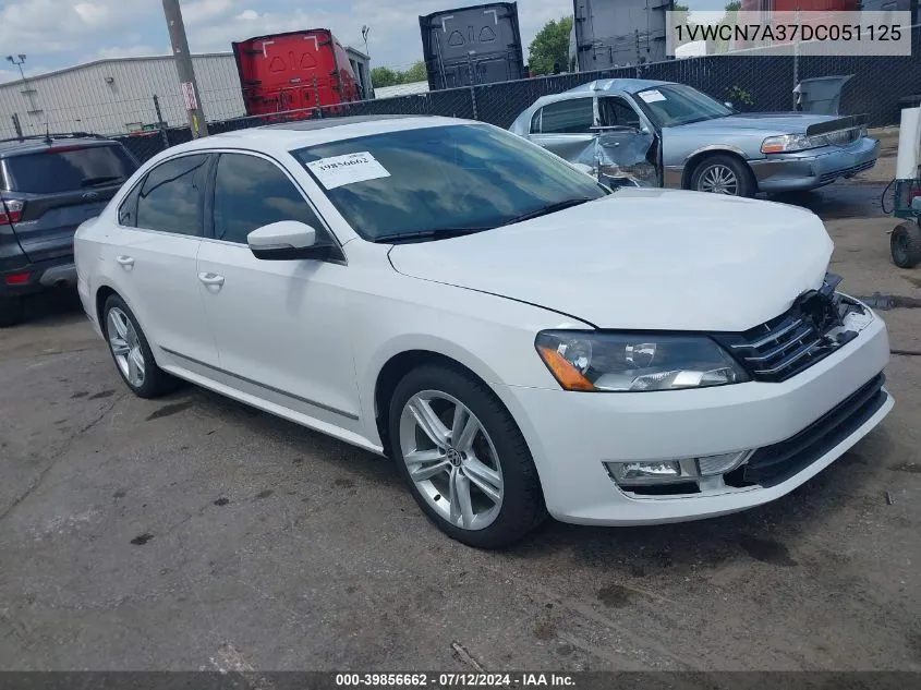 2013 Volkswagen Passat 2.0L Tdi Sel Premium VIN: 1VWCN7A37DC051125 Lot: 39856662