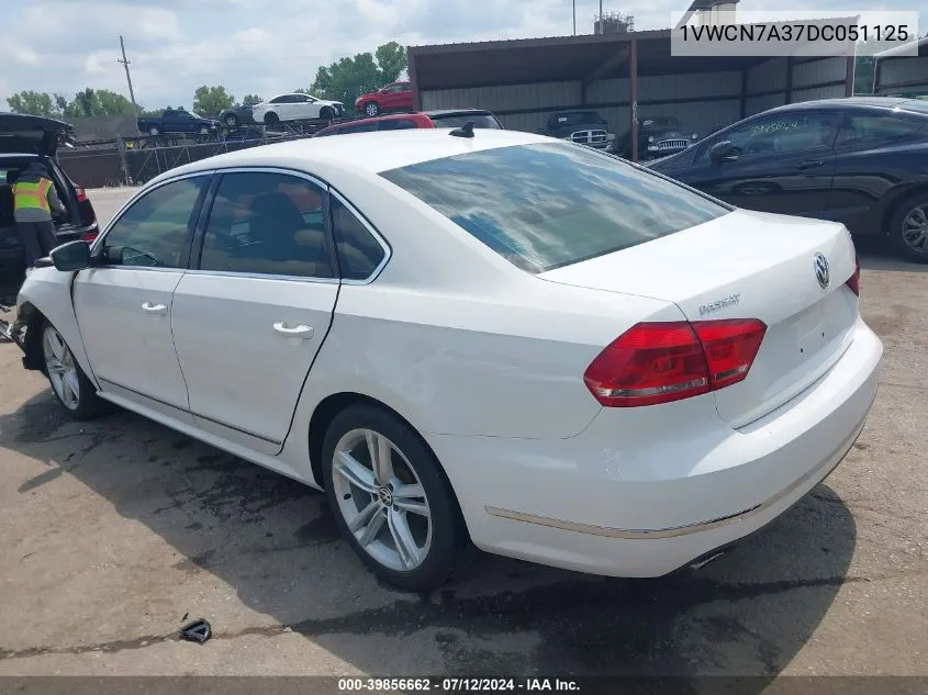 2013 Volkswagen Passat 2.0L Tdi Sel Premium VIN: 1VWCN7A37DC051125 Lot: 39856662