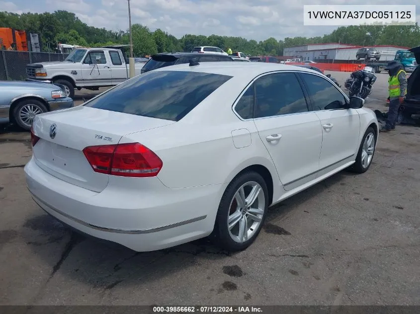 2013 Volkswagen Passat 2.0L Tdi Sel Premium VIN: 1VWCN7A37DC051125 Lot: 39856662