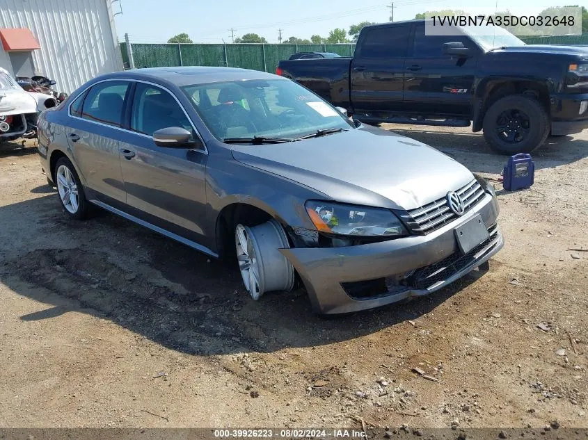 2013 Volkswagen Passat 2.0L Tdi Se VIN: 1VWBN7A35DC032648 Lot: 39926223