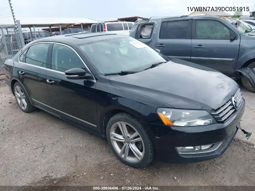 1VWBN7A39DC051915 2013 Volkswagen Passat 2.0L Tdi Se