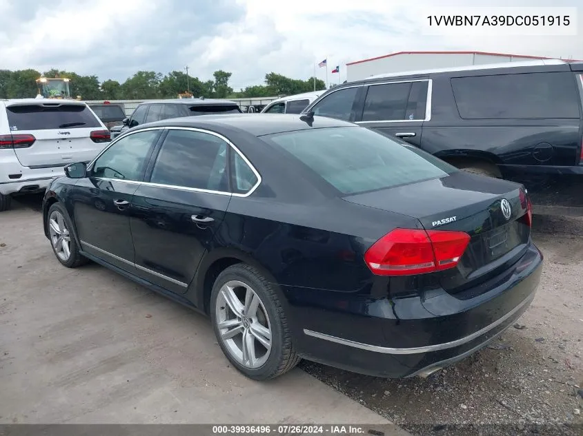 1VWBN7A39DC051915 2013 Volkswagen Passat 2.0L Tdi Se