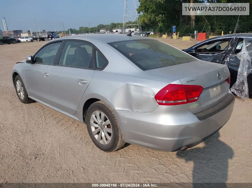 1VWAP7A37DC064930 2013 Volkswagen Passat 2.5L S