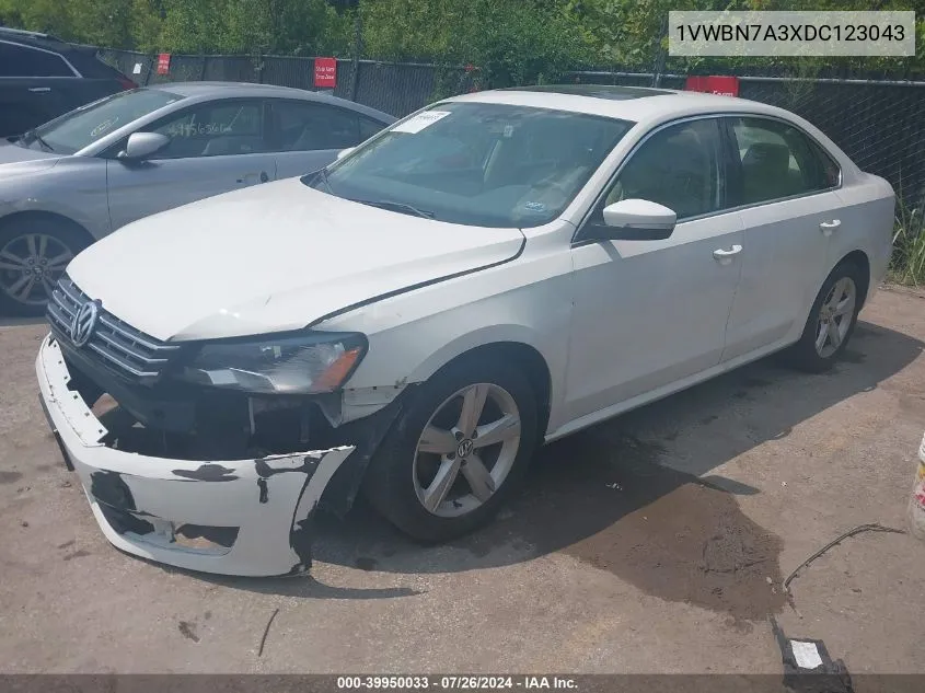 1VWBN7A3XDC123043 2013 Volkswagen Passat 2.0L Tdi Se