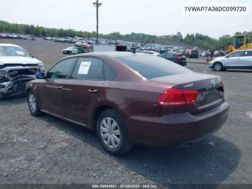 1VWAP7A36DC099720 2013 Volkswagen Passat 2.5L S