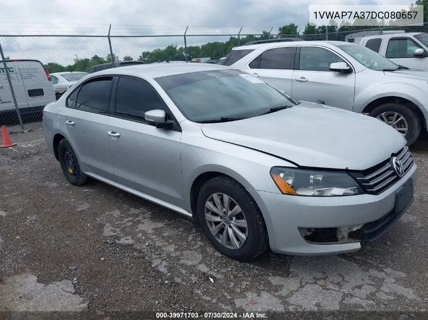 1VWAP7A37DC080657 2013 Volkswagen Passat 2.5L S