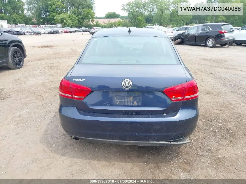 2013 Volkswagen Passat 2.5L S VIN: 1VWAH7A37DC040088 Lot: 39987318