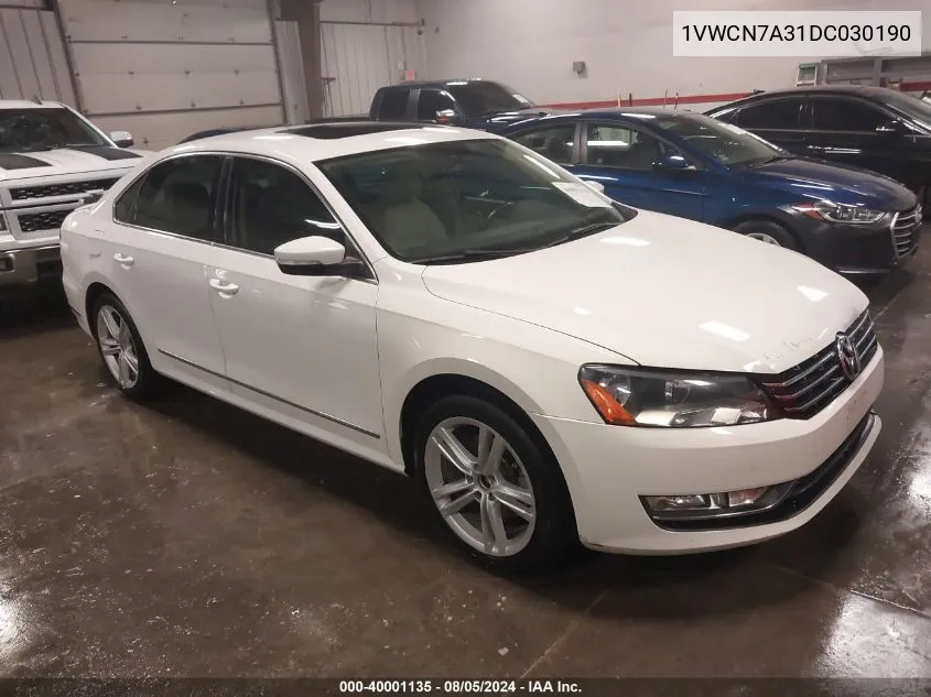 2013 Volkswagen Passat 2.0L Tdi Sel Premium VIN: 1VWCN7A31DC030190 Lot: 40001135