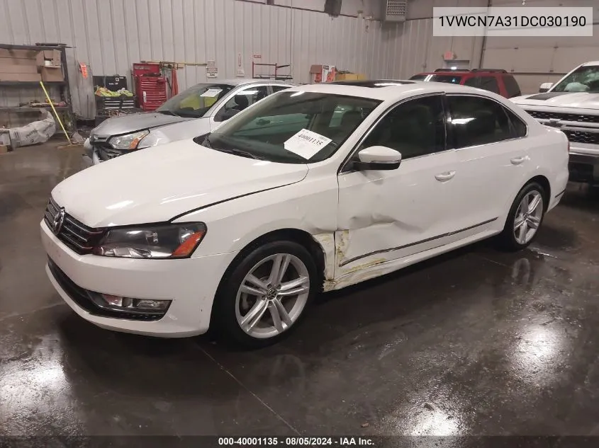 2013 Volkswagen Passat 2.0L Tdi Sel Premium VIN: 1VWCN7A31DC030190 Lot: 40001135