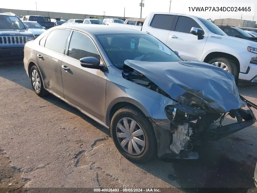 1VWAP7A34DC024465 2013 Volkswagen Passat 2.5L S