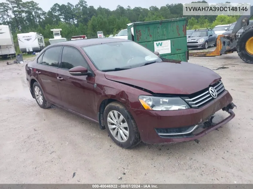 2013 Volkswagen Passat 2.5L Wolfsburg Edition VIN: 1VWAH7A39DC148146 Lot: 40046922