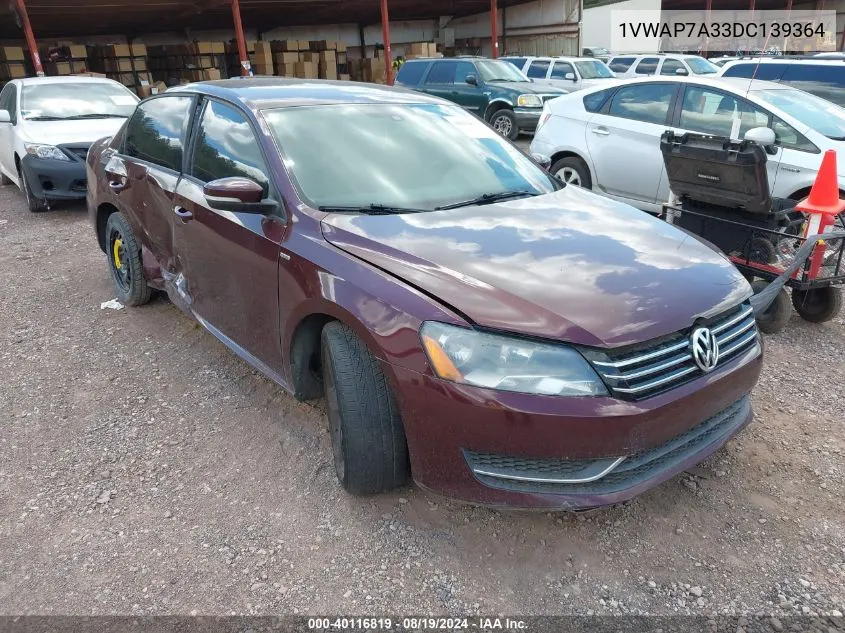 1VWAP7A33DC139364 2013 Volkswagen Passat 2.5L Wolfsburg Edition