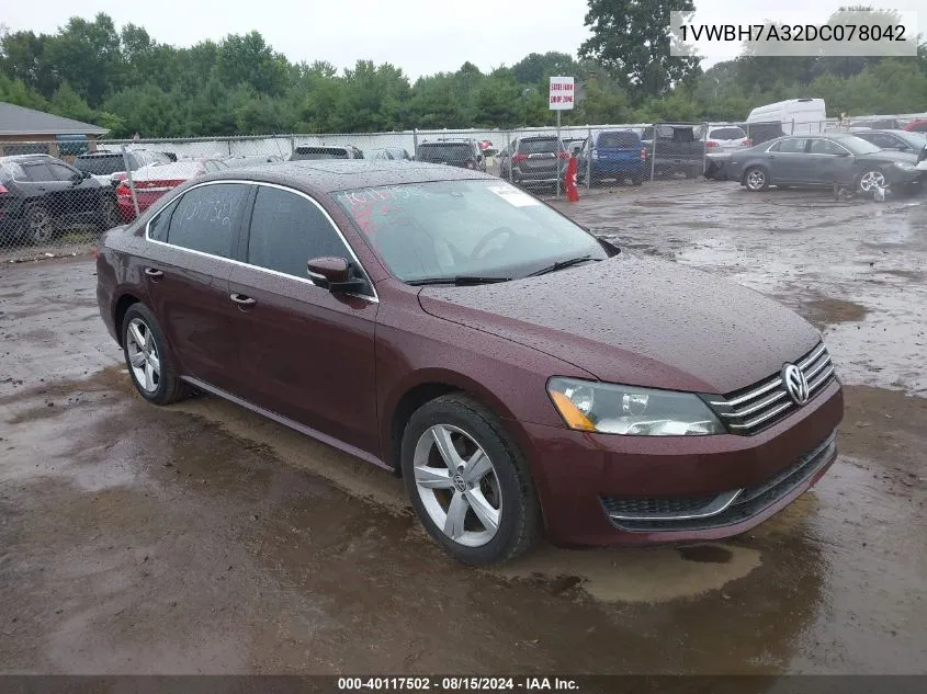 2013 Volkswagen Passat 2.5L Se VIN: 1VWBH7A32DC078042 Lot: 40117502