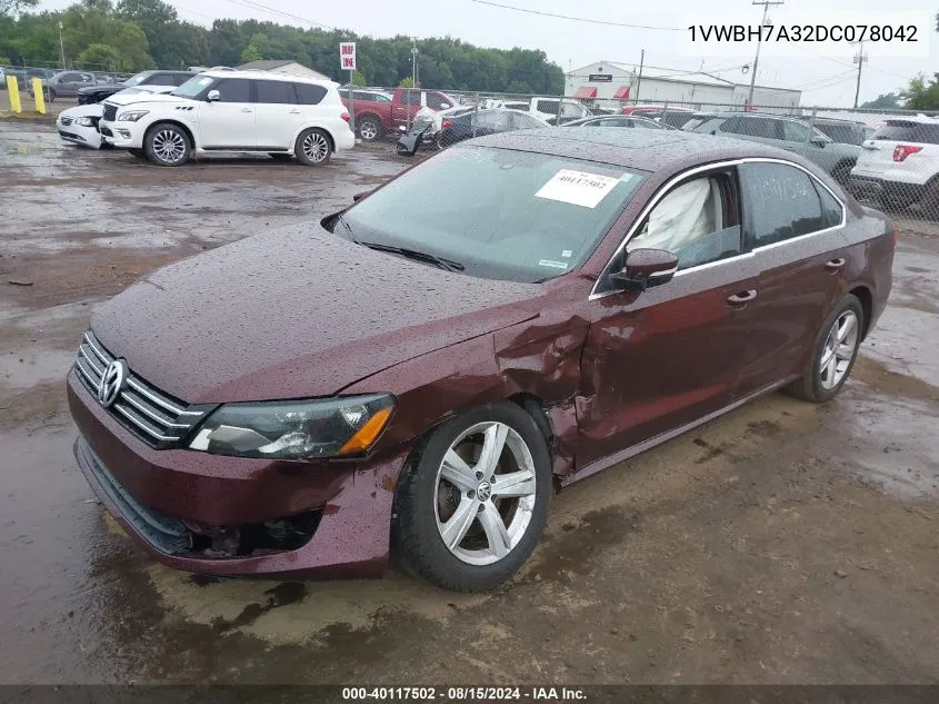 2013 Volkswagen Passat 2.5L Se VIN: 1VWBH7A32DC078042 Lot: 40117502