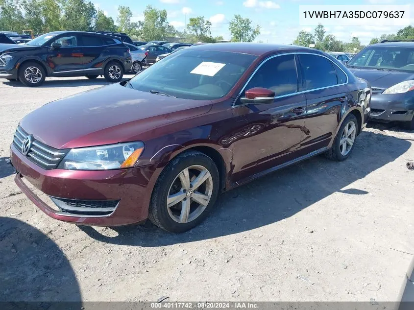 2013 Volkswagen Passat Se VIN: 1VWBH7A35DC079637 Lot: 40117742