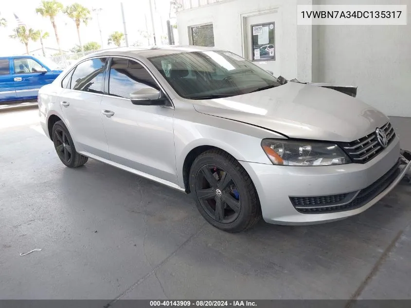 2013 Volkswagen Passat Se VIN: 1VWBN7A34DC135317 Lot: 40143909