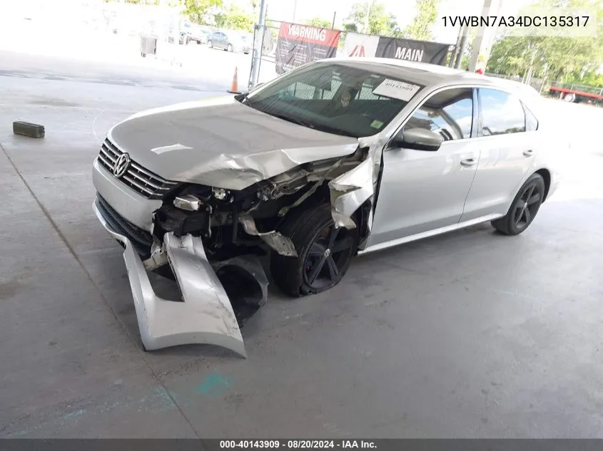 1VWBN7A34DC135317 2013 Volkswagen Passat Se