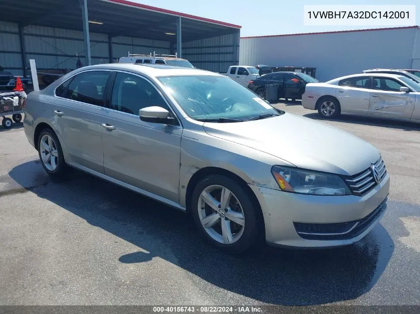 2013 Volkswagen Passat 2.5L Se VIN: 1VWBH7A32DC142001 Lot: 40156743