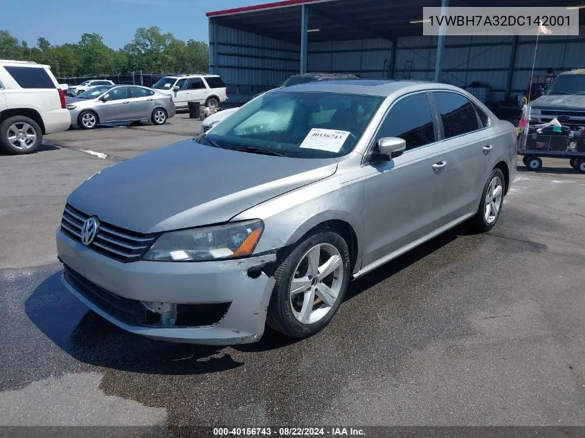 2013 Volkswagen Passat 2.5L Se VIN: 1VWBH7A32DC142001 Lot: 40156743