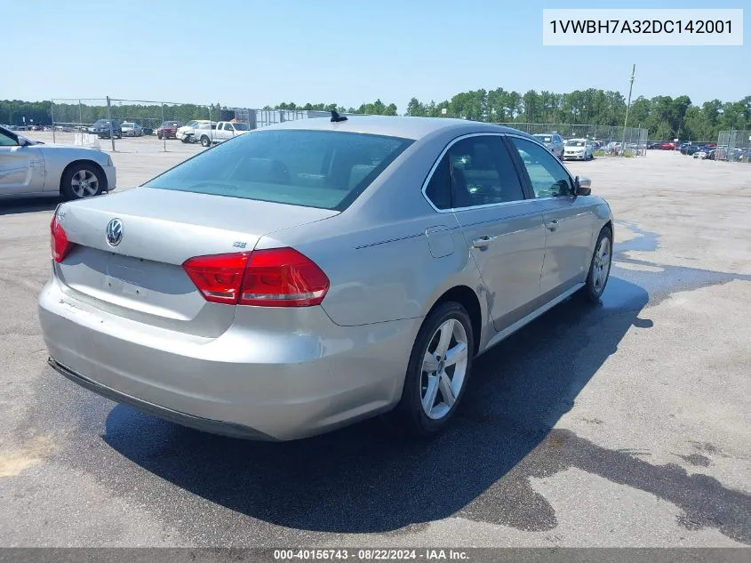 2013 Volkswagen Passat 2.5L Se VIN: 1VWBH7A32DC142001 Lot: 40156743