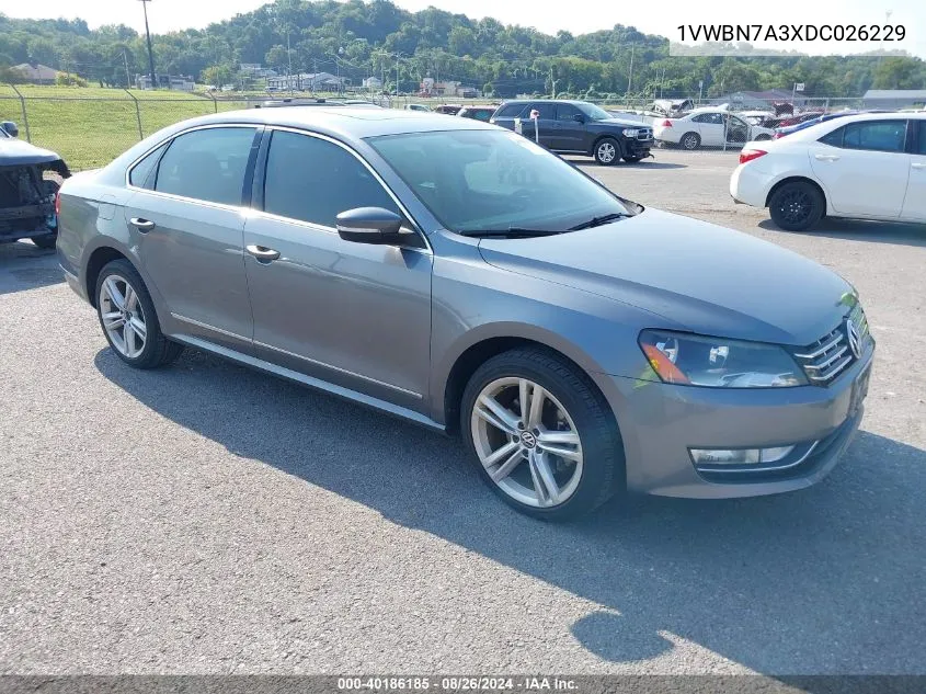 2013 Volkswagen Passat 2.0L Tdi Se VIN: 1VWBN7A3XDC026229 Lot: 40186185