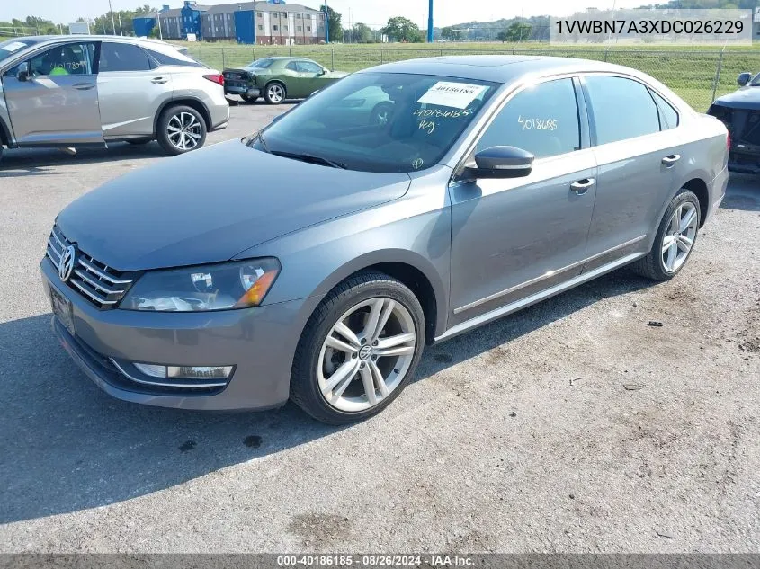 2013 Volkswagen Passat 2.0L Tdi Se VIN: 1VWBN7A3XDC026229 Lot: 40186185