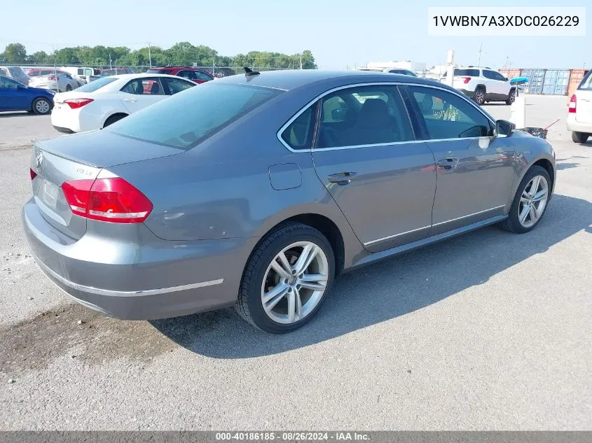 2013 Volkswagen Passat 2.0L Tdi Se VIN: 1VWBN7A3XDC026229 Lot: 40186185