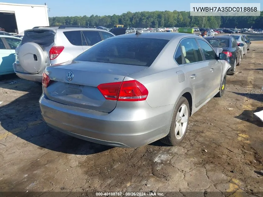 2013 Volkswagen Passat 2.5L Se VIN: 1VWBH7A35DC018868 Lot: 40188787