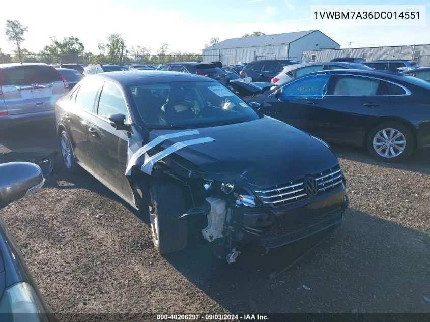 1VWBM7A36DC014551 2013 Volkswagen Passat 3.6L V6 Se