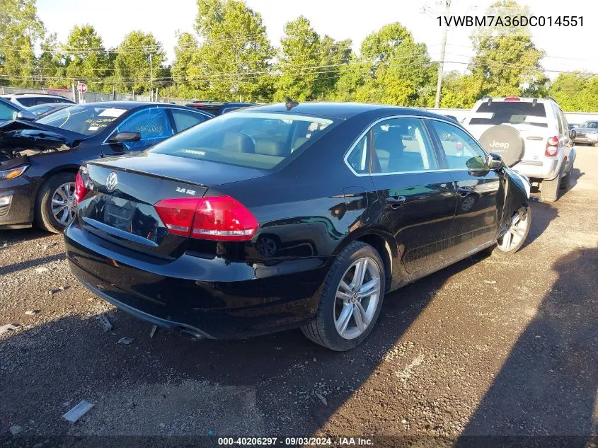 2013 Volkswagen Passat 3.6L V6 Se VIN: 1VWBM7A36DC014551 Lot: 40206297