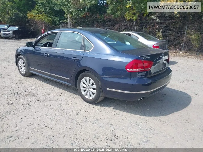 2013 Volkswagen Passat 3.6L V6 Sel Premium VIN: 1VWCM7A35DC058657 Lot: 40208492