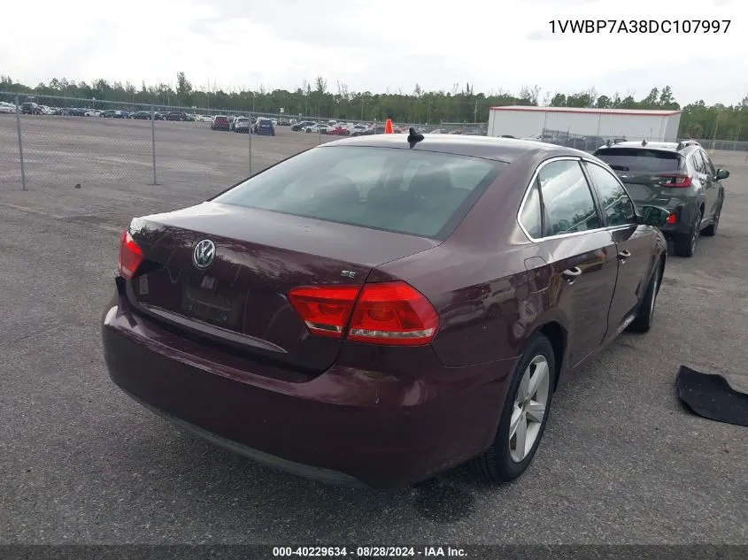 2013 Volkswagen Passat 2.5L Se VIN: 1VWBP7A38DC107997 Lot: 40229634