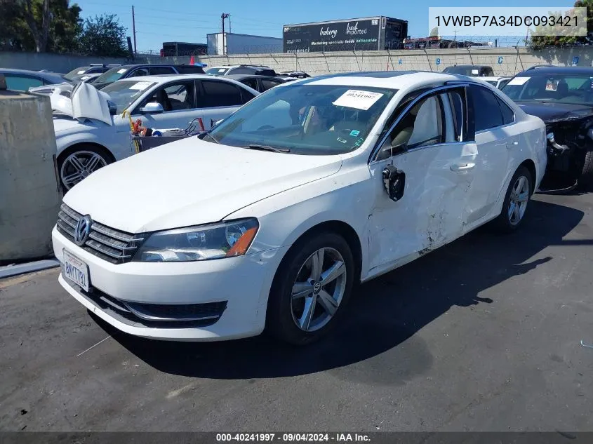 1VWBP7A34DC093421 2013 Volkswagen Passat Se