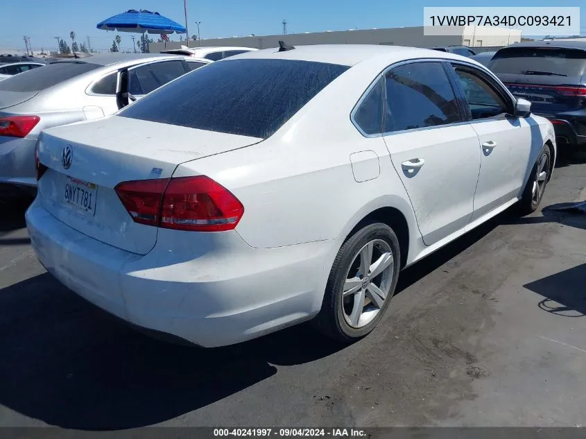 1VWBP7A34DC093421 2013 Volkswagen Passat Se