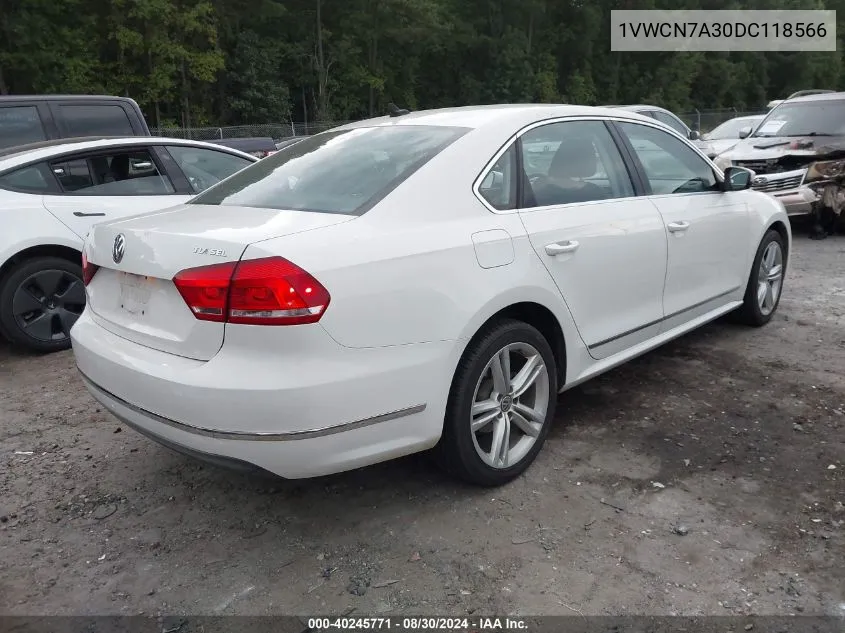 2013 Volkswagen Passat 2.0L Tdi Sel Premium VIN: 1VWCN7A30DC118566 Lot: 40245771