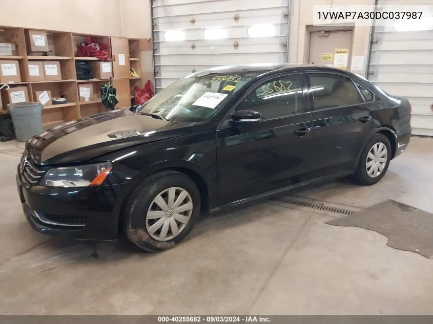 2013 Volkswagen Passat 2.5L S VIN: 1VWAP7A30DC037987 Lot: 40255682