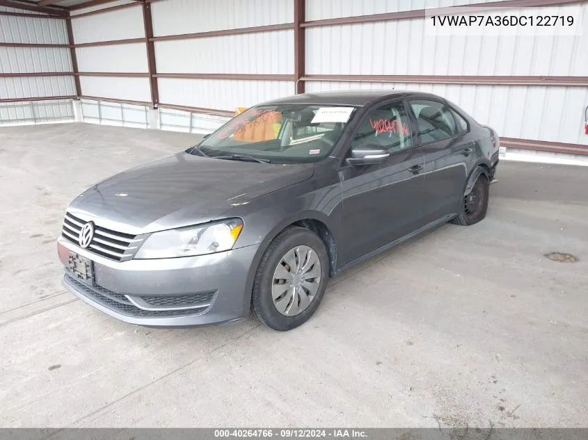 2013 Volkswagen Passat 2.5L S VIN: 1VWAP7A36DC122719 Lot: 40264766