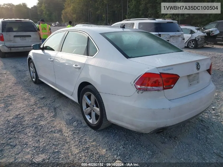 2013 Volkswagen Passat 2.5L Se VIN: 1VWBH7A35DC100504 Lot: 40293152