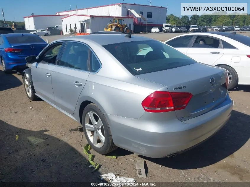 1VWBP7A3XDC100064 2013 Volkswagen Passat Se