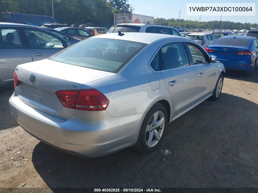 1VWBP7A3XDC100064 2013 Volkswagen Passat Se