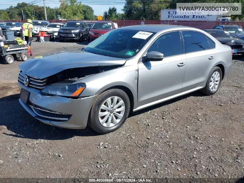 2013 Volkswagen Passat 2.5L S VIN: 1VWAP7A30DC129780 Lot: 40308660