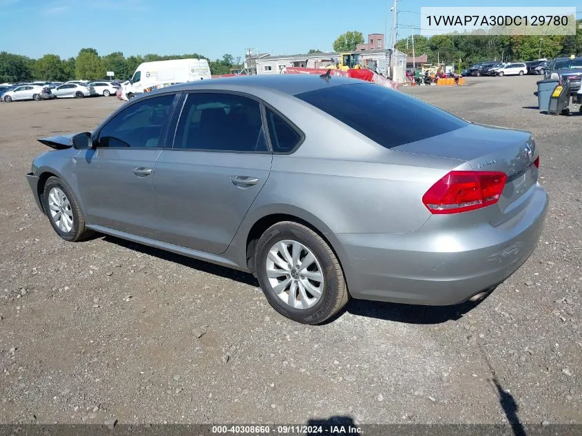 2013 Volkswagen Passat 2.5L S VIN: 1VWAP7A30DC129780 Lot: 40308660